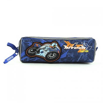Školní penál pro kluky ovál motorka 022807 modrý - poslední kus, COOL