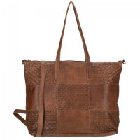 Propl�tan� velk� ko�en� shopper kabelka Sicily 89033-005 hn�d� cognac, ENRICO BENETTI