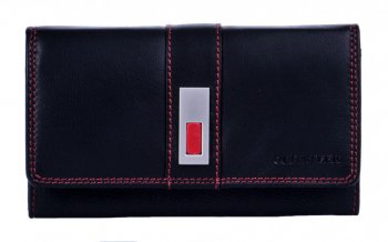 Dámská peněženka kožená MK-57 F černo/červená RFID, Old River