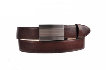 Pánský kožený společenský pásek AUTOMAT 35-020-A7-40 tmavě hnědý, Penny Belts