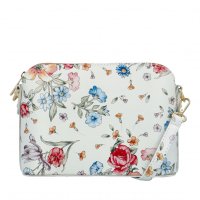 Mal� ko�en� crossbody kabelka 52321 b�l� s kv�ty, MAXFLY