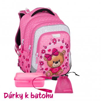 Lehký školní batoh Lumi 24 H Medvídek (batoh + box + malý sáček), Bagmaster