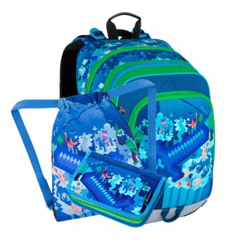 Školní batoh ALFA 21 B malý set (batoh + penál + sáček na tělocvik), Bagmaster